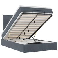 Rama łóżka otomana z materacami, szara, 120x200 cm, aksamit