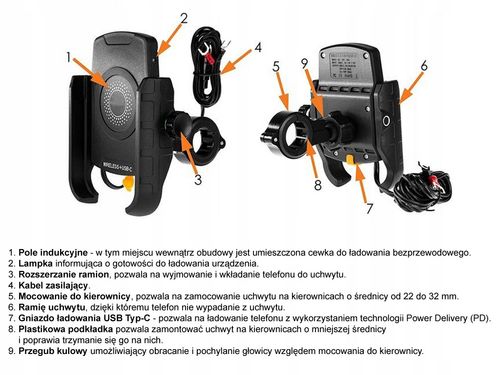 UCHWYT NA TELEFON SMARTFON Z ŁADOWARKĄ + USB TYP-C na Arena.pl