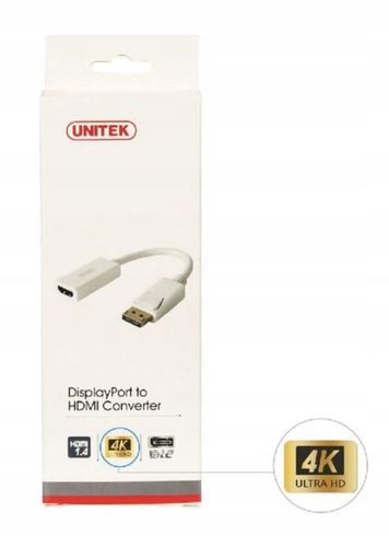 Adapter Unitek DisplayPort - HDMI 4K 20cm biały na Arena.pl