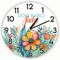 ZEGAR ścienny dużo wzorów z grafiką PREZENT NA DZIEŃ BABCI z imieniem