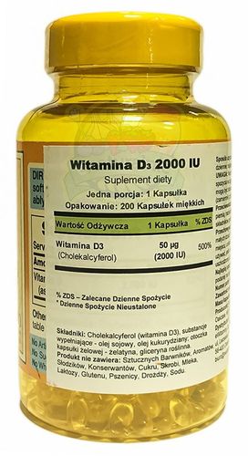 Witamina D3 2000IU (200kaps) Puritan's Pride na Arena.pl