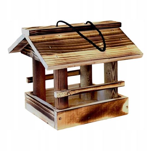 Karmnik dla ptaków drewniany domek budka z drewna biało szary Karma na Arena.pl