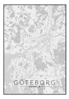 Goteborg mapa czarno biała - plakat 61x91,5 cm