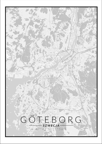 Goteborg mapa czarno biała - plakat 70x100 cm zdjęcie 1