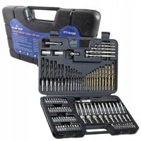 ZESTAW WIERTEŁ WIERTŁA DO METALU BETONU DREWNA +BITY 109 EL NASADKI