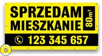 Baner Reklamowy Reklama Plandeka MOCNY 2x1 SPRZEDAM DOM MIESZKANIE WZORY UV