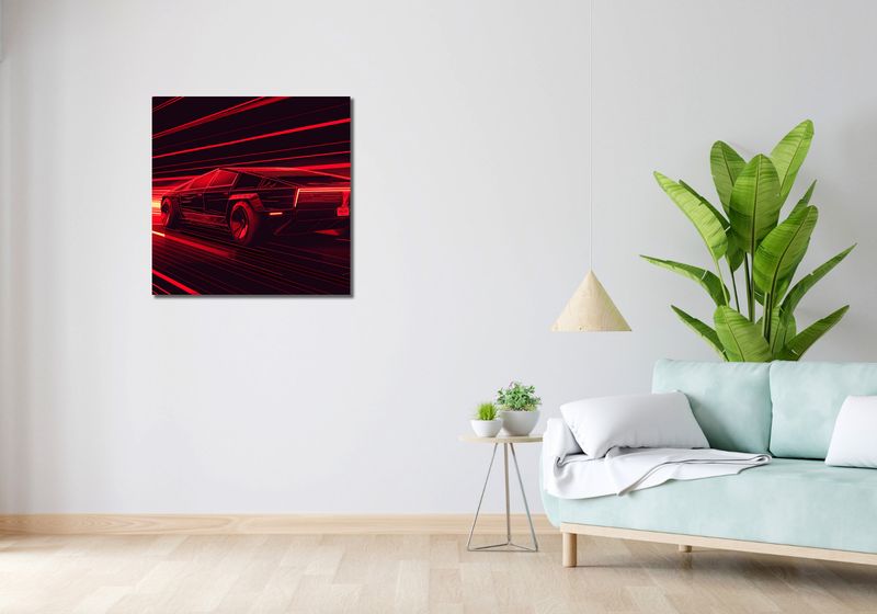 Obraz 70x70cm Prędkość w Czerwonym Neonie zdjęcie 2