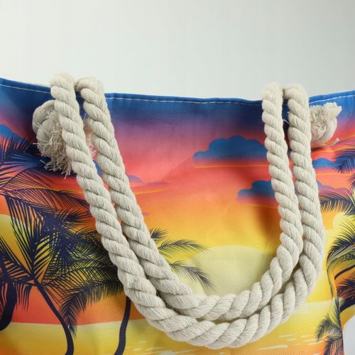 TORBA PLAŻOWA MIEJSKA MATERIAŁOWA Z PODSZEWKĄ SHOPPER NA RAMIĘ Z ZAMKIEM na Arena.pl