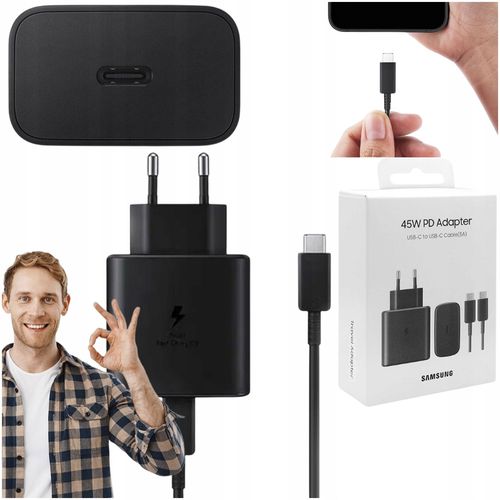 ŁADOWARKA SAMSUNG  TA845 45W  SZYBKA ORYGINALNA FAST CHARGING CZARNA KABEL USB-C 1m na Arena.pl