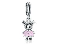 Rodowany srebrny wiszący charms do pandora dziewczynka girl srebro 925 BEAD7GIRL