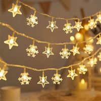 Lampki choinkowe LED snowflake/star - 10m/80 lampek ciepłe białe/warm white