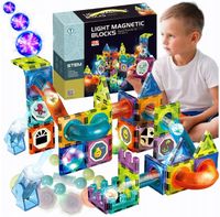 KLOCKI MAGNETYCZNE KONSTRUKCYJNE ŚWIECĄCY TOR 75 el 3D MAGNETIC TILES