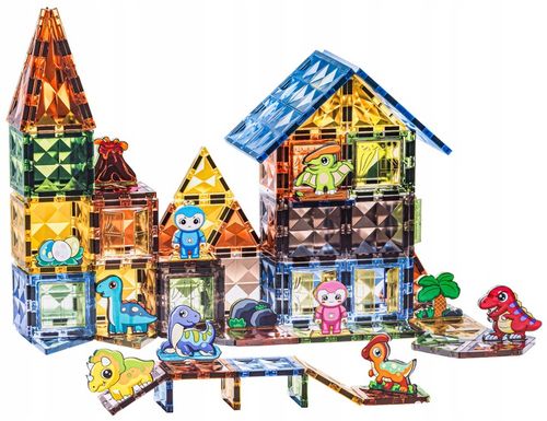 KLOCKI Kafelki KONSTRUKCYJNE MAGNETYCZNE DINOZAURY Zestaw Klocków 116 elem na Arena.pl