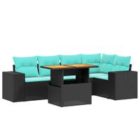 6-cz. zestaw wypoczynkowy do ogrodu, z poduszkami, czarny