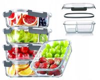 LUNCHBOX POJEMNIK SZKLANY NA ŻYWNOŚĆ ZESTAW 4SZT DWUKOMOROWE HERMETYCZNE