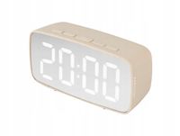 Budzik stołowy owalny SILVER MIRROR LED szary