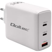 Qoltec Ładowarka sieciowa 100W GaN 5-20V 1.5-3A 2 x USB-C PD 1 x USB QC 3.0