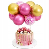 TOPPER BALONOWY NA TORT ZŁOTO RÓŻOWY DEKORACJA NA IMPREZĘ URODZINOWĄ