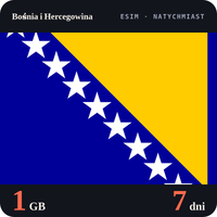 Karta eSIM Internet Bośnia i Hercegowina 1 GB na 7 dni - bez rejestracji
