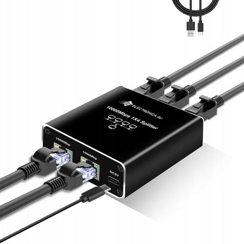 Adapter rozdzielacz mini Switch splitter LAN Ethernet RJ45 4xRJ45 1000M 1GB na Arena.pl