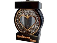 TATA TACIE ZNICZ LAMPION NA GRÓB KOŁO RTN SERCE RAMA ZŁOTO+ŚWIECA LED CZARN