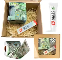 Dowcipny Zestaw - Papier Toaletowy 100 zł + Maść na Ból Dupy
