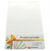 Prześcieradło bawełniane bez gumki 160x200 rubin białe