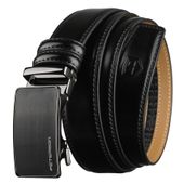 pasek męski z automatyczną klamrą wykonany ze skóry naturalnej w czarnym