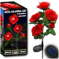 LAMPA SOLARNA OGRODOWA WBIJANA LED RÓŻA 80cm Lampki Solarne Sztuczne