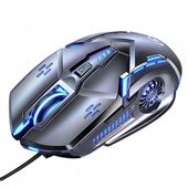 MYSZKA GAMINGOWA PRZEWODOWA SZARA MYSZ DO KOMPUTERA PODŚWIETLANA RGB USB