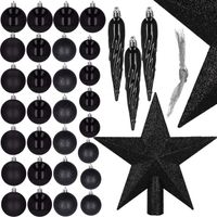 Bombki choinkowe 33 szt. ozdoby świąteczne zestaw z gwiazdą czarne