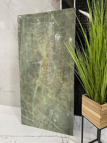 Gres zielony onyks poler 120x60 luksus połysk marmur zielony, miodowe żyły na Arena.pl