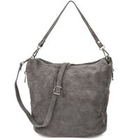 VERA PELLE torebka damska zamszowa listonoszka z paskiem V027 c.szara