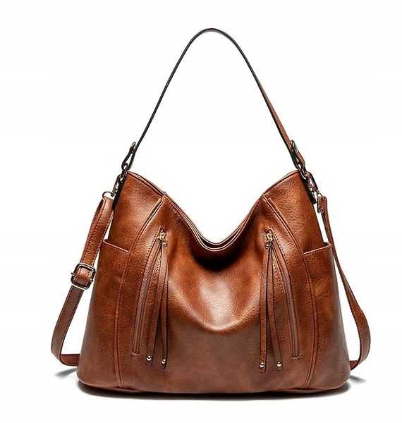 Damska Brązowa Torba Pojemna Torebka A4 Skórzana zdjęcie 11