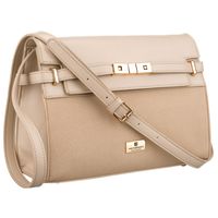 beżowa torebka damska zamykana suwakiem i magnesem - peterson