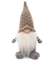 SKRZAT KRASNAL GNOM ŚWIĄTECZNY Z BRODĄ SZARY 20cm DEKORACJA