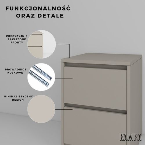 Praktyczna Szafka Nocna KASZMIR 2 szuflady stolik nocny loft na Arena.pl