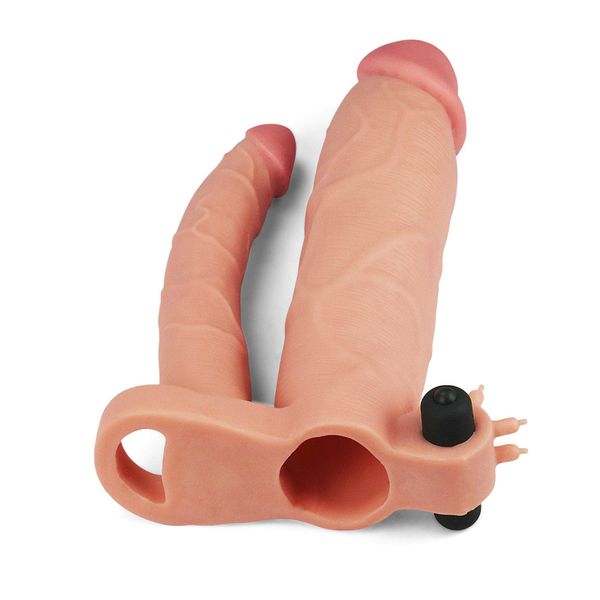 Add 3"" Pleasure X Tender Vibrating Double Penis Sleeve zdjęcie 3