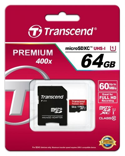 Transcend microSDXC 64 GB CL10 USH-1 + adapter PREMIUM na Arena.pl