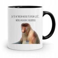 Kubek Czarny Śmieszny Nosacz Janusz W Twoim Wieku Z Nadrukiem Ze Zdjęciem