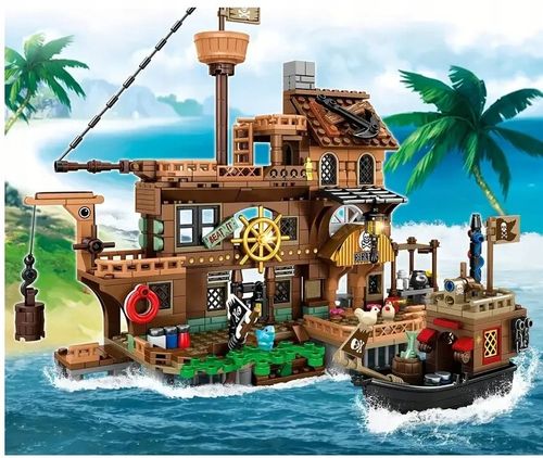 Zestaw klocków WYSPA PIRACKA klocki konstrukcyjne WYSPA ZE STATKIEM na Arena.pl