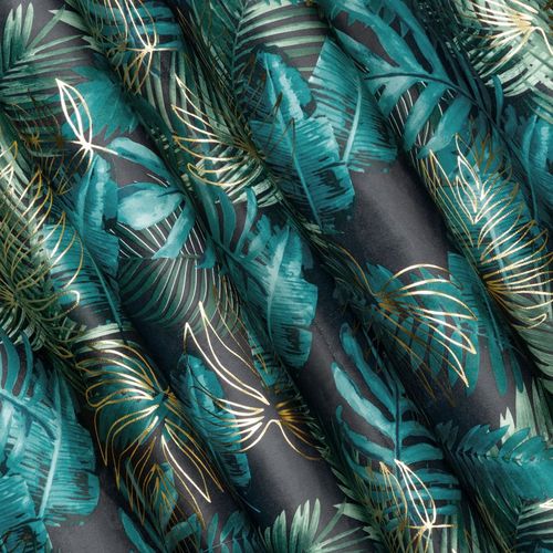 Zasłona gotowa na taśmie DAVOS 140x270 czarno zielona liście monstery na Arena.pl