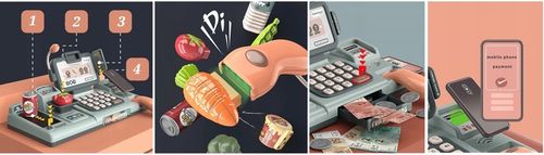 KASA FISKALNA Dla dzieci ZABAWKOWA zestaw SKANER WAGA TELEFON KOSZ ZAKUPY na Arena.pl