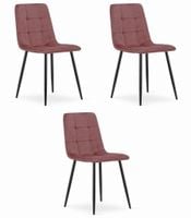 Krzesło różowe tapicerowane KARA aksamit 3 szt loft nowoczesne kuchnia