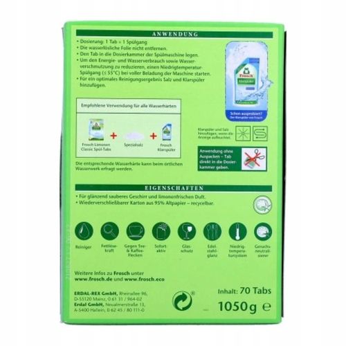 FROSCH Classic Lemon Tabletki do Zmywarki Skuteczne i Biodegradowalne x70 na Arena.pl