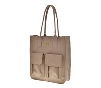 Laura Biaggi – duża pojemna torebka shopper groszek brązowa taupe AB319