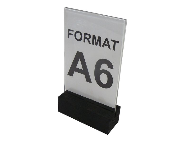 stojak na menu ulotkę z plexi z drewnianą podstawką A6 zdjęcie 1