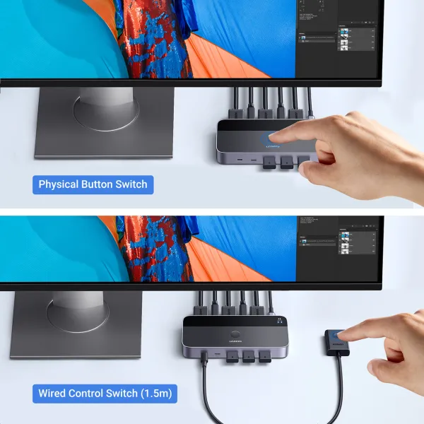 przełącznik kvm ugreen cm664 hdmi switch 2w1 - czarny zdjęcie 9