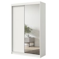 Szafa wysoka przesuwna z lustrem Fiore Plus 2D1L 150 Biała/Srebrny