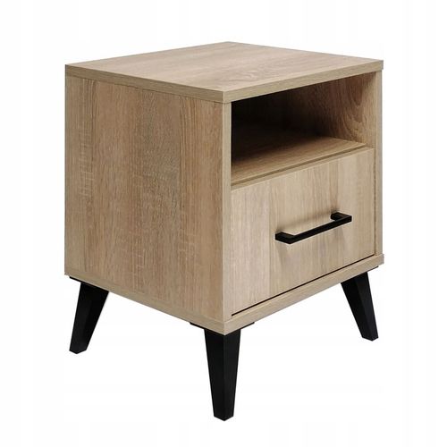 Stolik Nocny z Szufladą Oświetlenie LED Szafka Nocna złożona Loft DĄB na Arena.pl